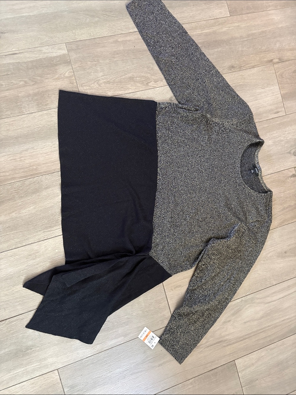 Alfani Black and Gray Two-Tone Scoop Neck Sweater Dress